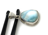 Natural Larimar Gemstone Pendant, Bohemian Jewelry, Sterling Silver Pendant, Gifts for Her, 1.50” x 0.85”