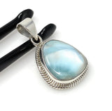 Natural Larimar Gemstone Pendant, Bohemian Jewelry, Sterling Silver Pendant, Gifts for Her, 1.50” x 0.85”