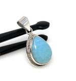 Larimar Pendant, Gemstone Pendant, Bohemian Jewelry, Sterling Silver Pendant, Natural Gemstone Pendant, 1.45” x 0.75”