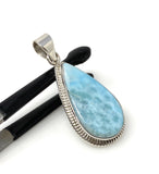 Larimar Pendant, Gemstone Pendant, Bohemian Jewelry, Sterling Silver Pendant, Natural Gemstone Pendant, 1.85” x 0.80”