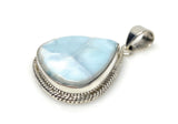 Larimar Pendant, Gemstone Pendant, Bohemian Jewelry, Sterling Silver Pendant, Natural Gemstone Pendant, 1.65” x 1.15”
