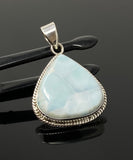 Larimar Pendant, Gemstone Pendant, Bohemian Jewelry, Sterling Silver Pendant, Natural Gemstone Pendant, 1.65” x 1.15”