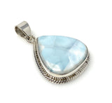 Larimar Pendant, Gemstone Pendant, Bohemian Jewelry, Sterling Silver Pendant, Natural Gemstone Pendant, 1.65” x 1.15”