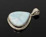 Larimar Pendant, Gemstone Pendant, Bohemian Jewelry, Sterling Silver Pendant, Natural Gemstone Pendant, 1.65” x 1.15”