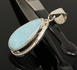 Larimar Pendant, Gemstone Pendant, Bohemian Jewelry, Sterling Silver Pendant, Natural Gemstone Pendant, 1.60” x 0.75”