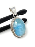 Natural Larimar Gemstone Pendant, Bohemian Jewelry, Sterling Silver Pendant, Gifts for Her, 1.40” x 0.70”