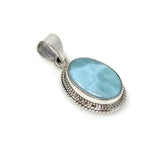 Natural Larimar Gemstone Pendant, Bohemian Jewelry, Sterling Silver Pendant, Gifts for Her, 1.35” x 0.70”