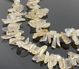 Yellow Rutile Beads, Rough Polished Gemstone Beads, Jewelry Supplies, Rutilated Quartz Beads, Wholesale Beads, Bulk Beads, 8" Strand