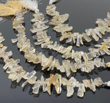 Yellow Rutile Beads, Rough Polished Gemstone Beads, Jewelry Supplies, Rutilated Quartz Beads, Wholesale Beads, Bulk Beads, 8" Strand