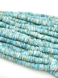 16” Natural Larimar Heishi Beads, Larimar Gemstone Beads, Bulk Wholesale Beads, Tyre Beads AAA Grade