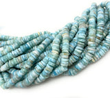 16” Natural Larimar Heishi Beads, Larimar Gemstone Beads, Bulk Wholesale Beads, Tyre Beads AAA Grade