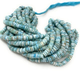 16” Natural Larimar Heishi Beads, Larimar Gemstone Beads, Bulk Wholesale Beads, Tyre Beads AAA Grade