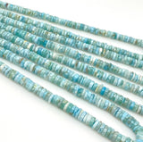 16” Natural Larimar Heishi Beads, Larimar Gemstone Beads, Bulk Wholesale Beads, Tyre Beads AAA Grade