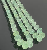 16” Natural Fluorite Gemstone Beads, Green Fluorite Carved Melon Pumpkin Beads, Jewelry Supplies, Wholesale Bulk Beads,