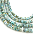16” Natural Larimar Heishi Beads, Larimar Gemstone Beads, Bulk Wholesale Beads, Tyre Beads AA Grade