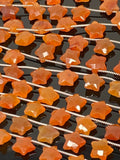Carnelian Gemstone Beads, Natural Carnelian Star Shape Beads, Jewelry Supplies, Bulk Wholesale Beads,