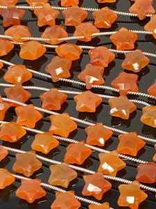 Carnelian Gemstone Beads, Natural Carnelian Star Shape Beads, Jewelry Supplies, Bulk Wholesale Beads,