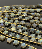 Natural Labradorite Gemstone Beads, Labradorite Star Beads, Bulk Wholesale Beads, 10.5x10.5mm , 5" Strand/ 10 Beads