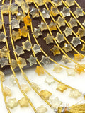 Citrine Gemstone Beads, Citrine Star Beads, Jewelry Supplies, Wholesale Bulk Beads, 10.5mm x 10.5mm , 5” Strand/ 10 Beads