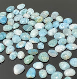 7Pcs /10 Pcs Natural Larimar Rose Cut Cabochons, Loose Gemstones, Larimar Rose Cuts, 8x7mm - 11x10mm