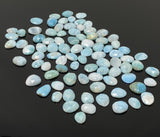 7Pcs /10 Pcs Natural Larimar Rose Cut Cabochons, Loose Gemstones, Larimar Rose Cuts, 8x7mm - 11x10mm