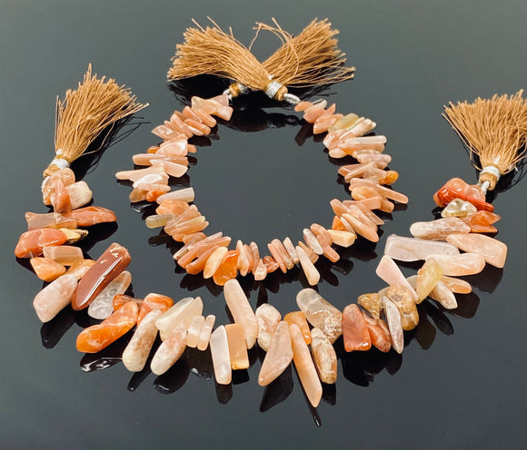 Natural Peach Moonstone Beads, Rough Polished Gemstone Beads, Jewelry Supplies for Jewelry Making, Wholesale Beads, 8