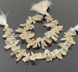 Yellow Rutile Beads, Rough Polished Gemstone Beads, Jewelry Supplies, Rutilated Quartz Beads, Wholesale Beads, Bulk Beads, 8" Strand