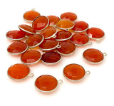 Natural Carnelian Gemstone Charms, Silver Plated Charms , Wholesale Jewelry Findings, Jewelry Supplies, 19x16mm, 10Pcs/12 Pcs