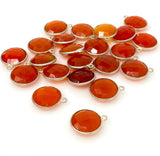 Natural Carnelian Gemstone Charms, Silver Plated Charms , Wholesale Jewelry Findings, Jewelry Supplies, 19x16mm, 10Pcs/12 Pcs