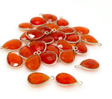 7 Pcs / 10Pcs Natural Carnelian Gemstone Charms, Silver Plated Charms , Wholesale Jewelry Findings, Jewelry Supplies, 18.5mm x 11.5mm