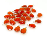 7 Pcs / 10Pcs Natural Carnelian Gemstone Charms, Silver Plated Charms , Wholesale Jewelry Findings, Jewelry Supplies, 18.5mm x 11.5mm