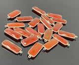 Natural Carnelian Gemstone Charms, Silver Plated Charms , Wholesale Jewelry Findings, Jewelry Supplies, Bar Shape Charms, 10Pcs/12 Pcs