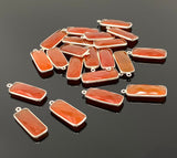 Natural Carnelian Gemstone Charms, Silver Plated Charms , Wholesale Jewelry Findings, Jewelry Supplies, Bar Shape Charms, 10Pcs/12 Pcs