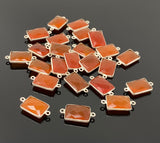 Natural Carnelian Gemstone Connectors, Silver Plated Links , Wholesale Jewelry Findings, Jewelry Supplies, 6 Pcs