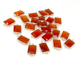 Natural Carnelian Gemstone Connectors, Silver Plated Links , Wholesale Jewelry Findings, Jewelry Supplies, 6 Pcs