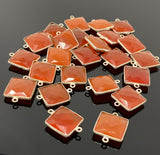 Natural Carnelian Gemstone Connectors, Silver Plated Links , Wholesale Jewelry Findings, Jewelry Supplies, 21.5x15.5mm, 6 Pcs