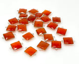 Natural Carnelian Gemstone Connectors, Silver Plated Links , Wholesale Jewelry Findings, Jewelry Supplies, 21.5x15.5mm, 6 Pcs