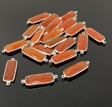 Natural Carnelian Gemstone Connectors, Silver Plated Connectors , Wholesale Jewelry Findings, Jewelry Supplies, 9 Pcs /10 Pcs