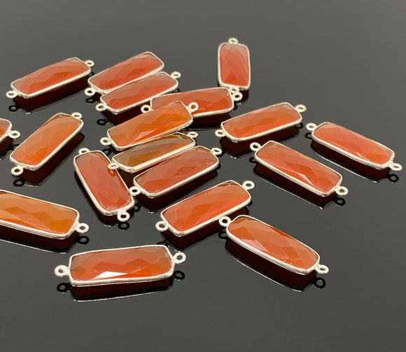 Natural Carnelian Gemstone Connectors, Silver Plated Connectors , Wholesale Jewelry Findings, Jewelry Supplies, 9 Pcs /10 Pcs