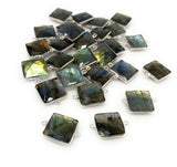 Labradorite Connectors, Silver Plated Gemstone Connectors, Labradorite Links, Bulk Wholesale Jewelry Supplies