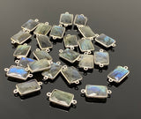 Labradorite Connectors, Silver Plated Gemstone Connectors, Labradorite Links, Bulk Wholesale Jewelry Supplies