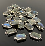 Labradorite Connectors, Silver Plated Gemstone Connectors, Labradorite Links, Bulk Wholesale Jewelry Supplies