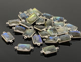 Labradorite Connectors, Silver Plated Gemstone Connectors, Labradorite Links, Bulk Wholesale Jewelry Supplies