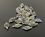 Labradorite Connectors, Silver Plated Gemstone Connectors, Labradorite Links, Bulk Wholesale Jewelry Supplies, 21.5mm x 11.5mm, 7 Pcs Lot