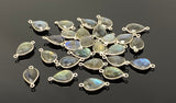 Labradorite Connectors, Silver Plated Gemstone Connectors, Labradorite Links, Bulk Wholesale Jewelry Supplies, 21.5mm x 11.5mm, 7 Pcs Lot