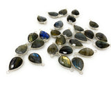 Labradorite Connectors, Silver Plated Gemstone Connectors, Labradorite Links, Bulk Wholesale Jewelry Supplies, 21.5mm x 11.5mm, 7 Pcs Lot