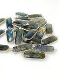 10Pcs / 13 Pcs Labradorite Connectors, Silver Plated Gemstone Connectors, Labradorite Links, Bulk Wholesale Jewelry Supplies