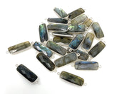 10Pcs / 13 Pcs Labradorite Connectors, Silver Plated Gemstone Connectors, Labradorite Links, Bulk Wholesale Jewelry Supplies