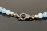 Aquamarine Necklace, Natural Aquamarine Pave Diamond Beaded Necklace, March Birthstone Jewelry, Healing Crytsal Chakra Jewelry Gift for Her