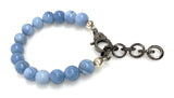 Natural Blue Opal Gemstone Bracelet, Pave Diamond Adjustable Bracelet, AAA Grade Blue Opal Jewelry, Gifts for Her